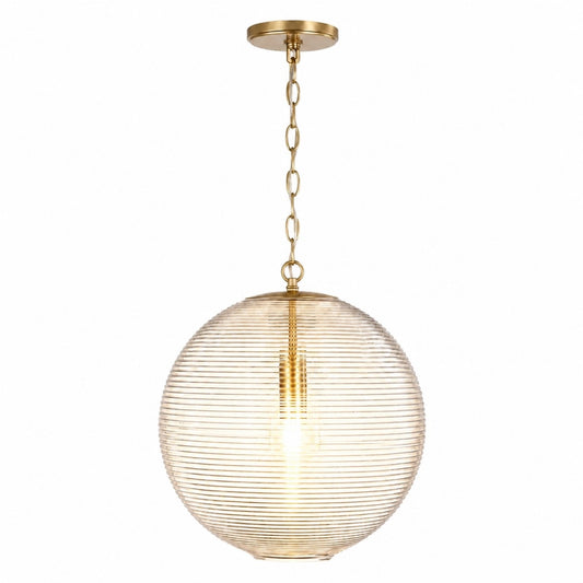 Jutta Modern Ribbed Glass Globe Pendant Light