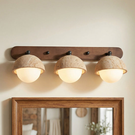 Kairi Wabi Sabi Natural Travertine Globe Wall Lamp