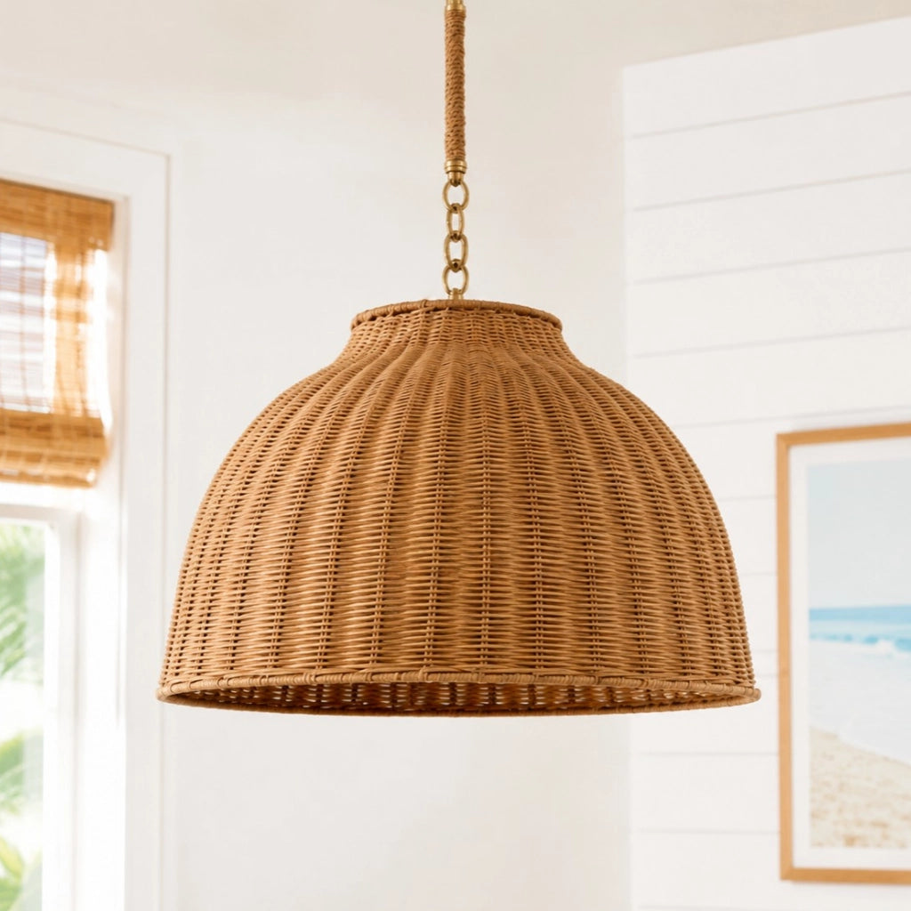 Kalle Farmhouse Rattan Dome Pendant Light | LuciaLiving – Lucia Living