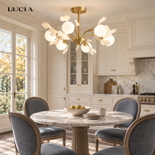 Kerensa Gingko Multi Light Glass Ceramic Chandelier