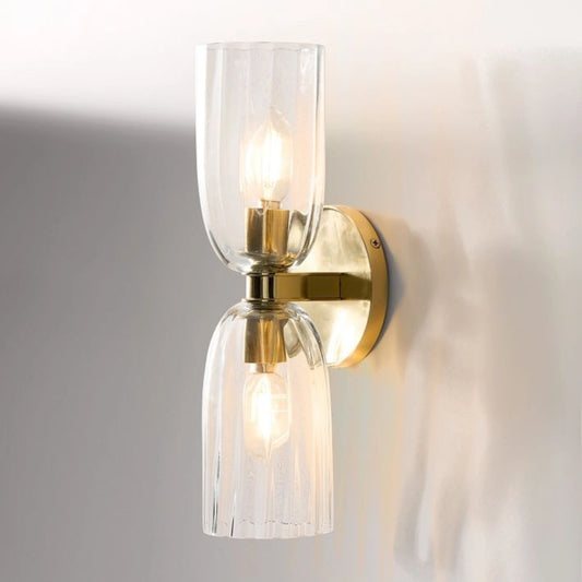 Kerry Modern Ribbed Glass 2-Light Wall Sconce