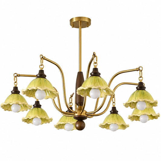 Kian Multi Light Floral Petal Ceramic Chandelier