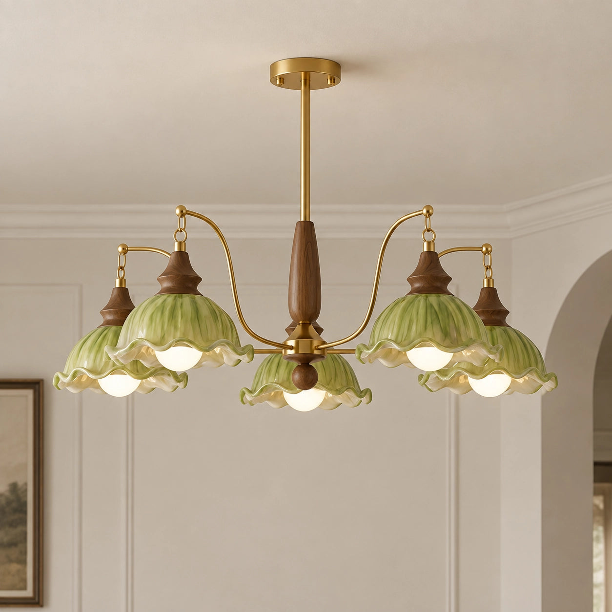 Kian Multi Light Flower Petal Ceramic Chandelier | LuciaLiving