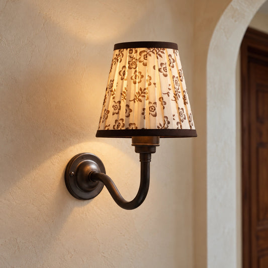 Kianu Vintage Fabric Curved Arm Wall Sconce