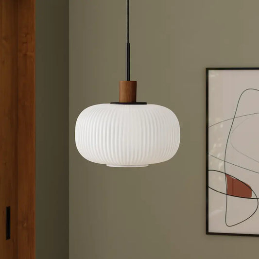 Kipp Scandinavian Frosted Ribbed Glass Pendant Light
