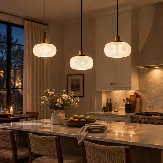 Kipp Scandinavian Frosted Ribbed Glass Pendant Light