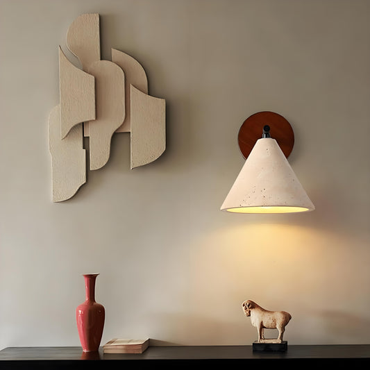 Lachlan Minimalist Travertine Cone Wall Sconce
