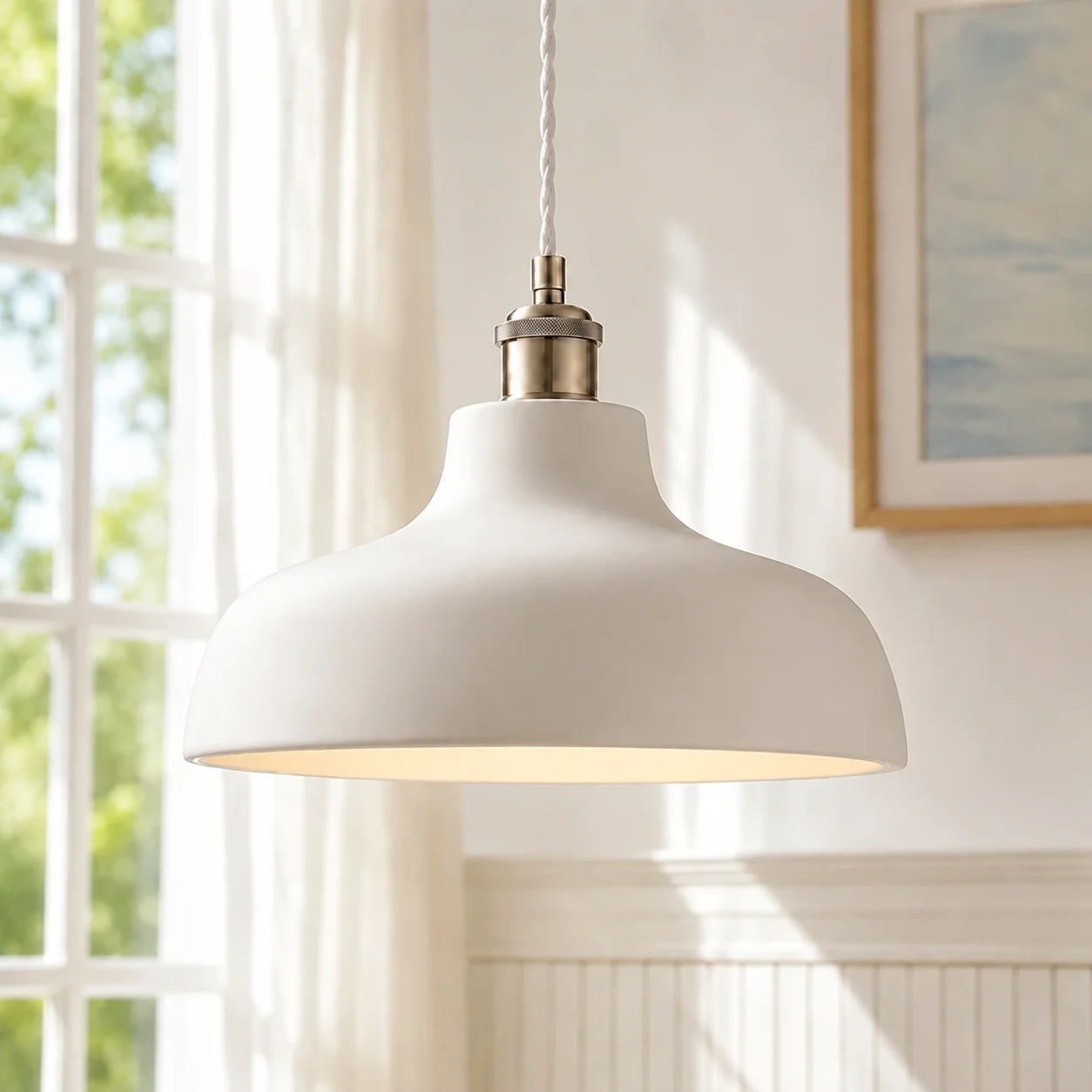 Laurel Pussywillow White Cement Pendant Light | Lucia Living