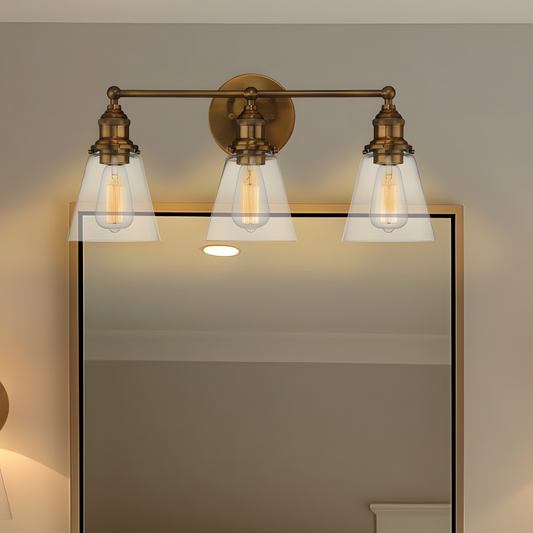 Leah Farmhouse 3-Light Glass Vanity Sconce