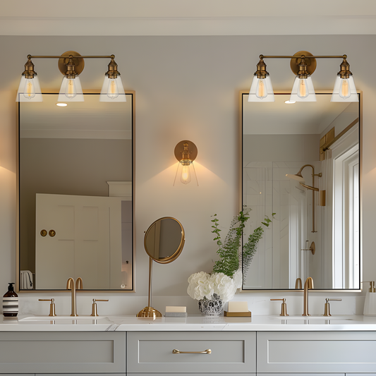 Leah Farmhouse 3-Light Glass Vanity Sconce