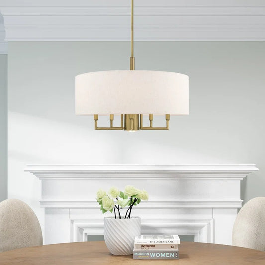 Leif Contemporary 6-Light Fabric Drum Chandelier