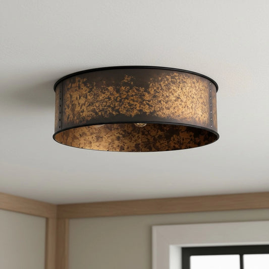Lesley Vintage Bronze Drum Metal Ceiling Light
