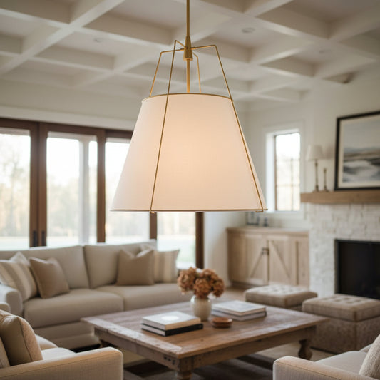 Lethe Contemporary Fabric Drum Large Pendant Light