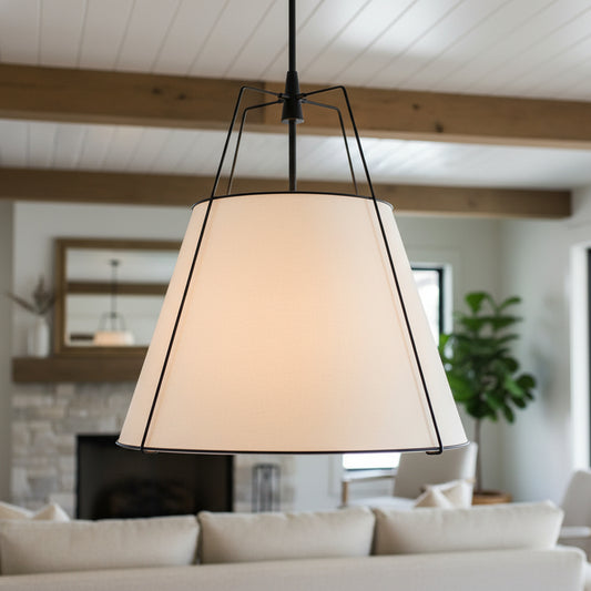 Lethe Contemporary Fabric Drum Large Pendant Light