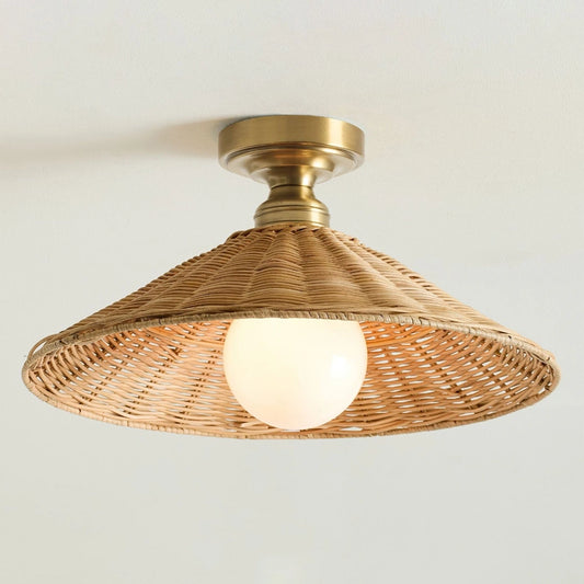 Lila Farmhouse Cone Rattan Ceiling Light