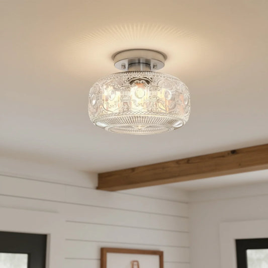 Lileina Retro-Deckenleuchte aus gemustertem Glas
