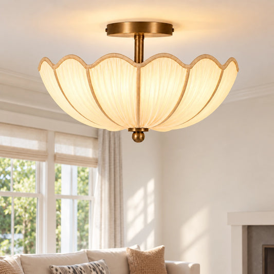 Lionel Scalloped Fabric Petal Ceiling Light
