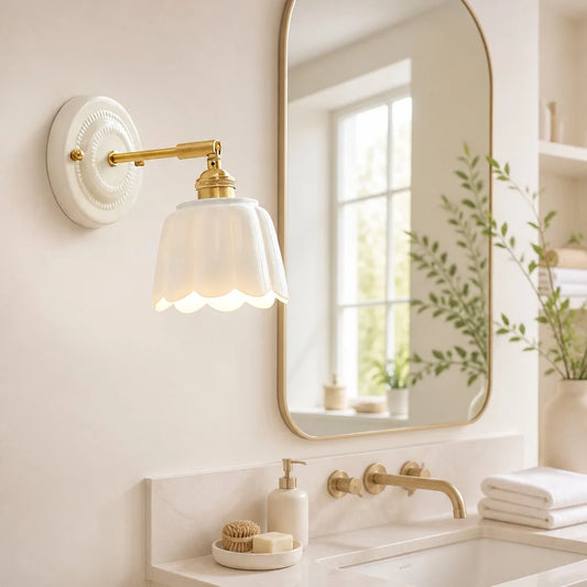 Lior Vintage Flower Ceramic Wall Sconce