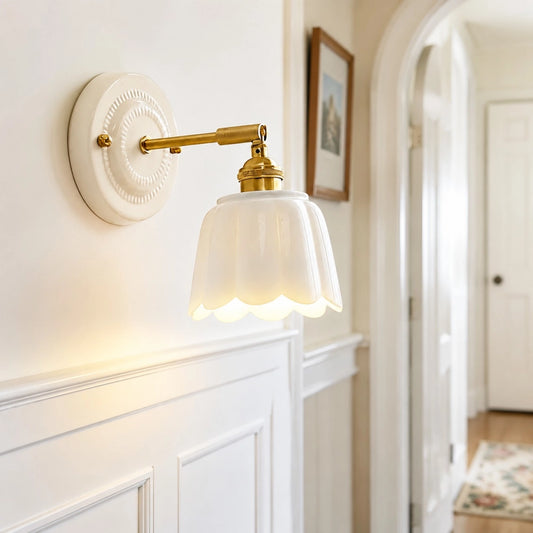 Lior Vintage Flower Ceramic Wall Sconce