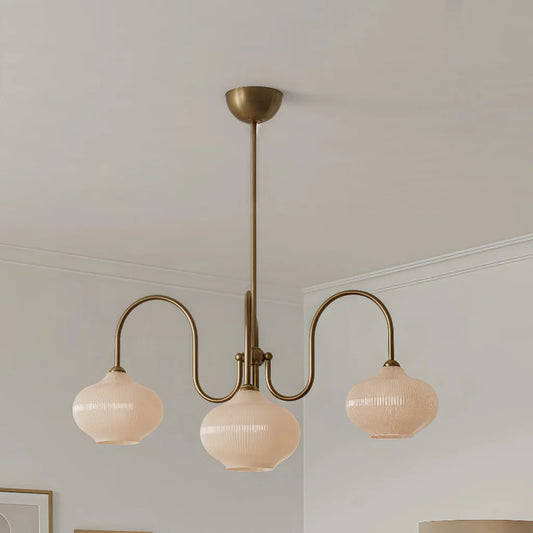 Lona Modern 3-Light Swan Curve Glass Chandelier