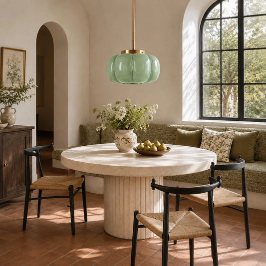 Lumi Vintage Pumpkin Eloise Milk Glass Pendant Light