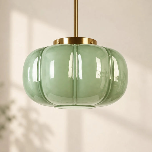 Lumi Vintage Pumpkin Eloise Milk Glass Pendant Light