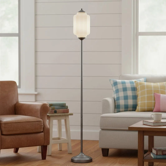 Lumi Vintage Opal Textured Glass Eloise Floor Light