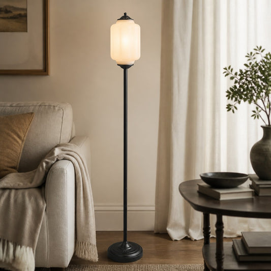 Lumi Vintage Opal Textured Glass Eloise Floor Light