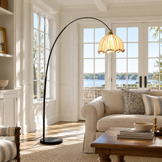Malcolm Elegant Fabric Shade Floor Lamp