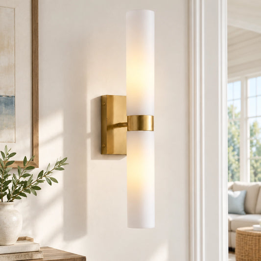 Marcellus Modern Glass Double Tube Wall Sconce