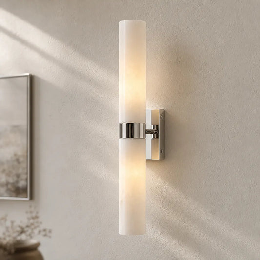 Marcellus Modern Alabaster Double Tube Wall Sconce
