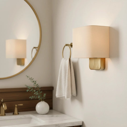 Maris Modern Linen Shade Metal Wall Sconce