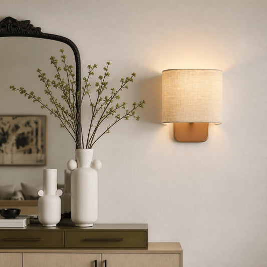 Maris Moderne Linnen Kap Metalen Wandlamp