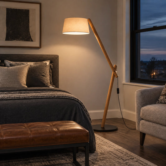 Matilda Fabric Shade Wood Floor Lamp