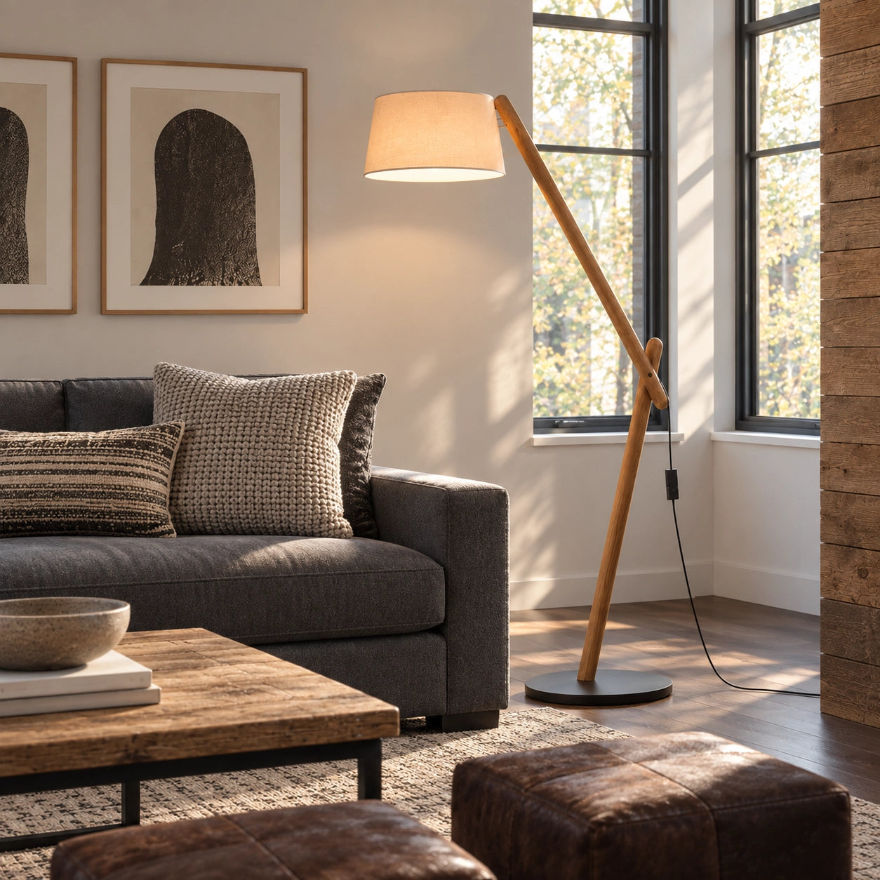 Matilda Fabric Shade Wood Floor Lamp | LuciaLiving – Lucia Living