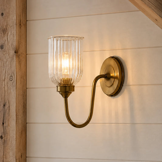 Menae Vintage Industriële Cilinder Geribbeld Glas Wandlamp