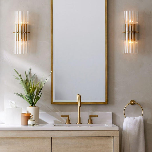 Merrick Luxury Ribbed Crystal Double Sconce