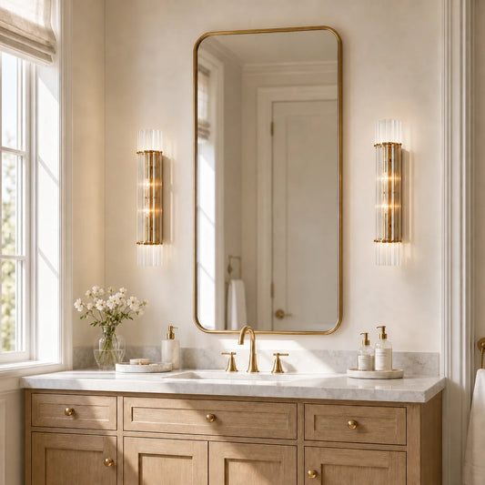 Merrick Luxury Ribbed Crystal Double Sconce