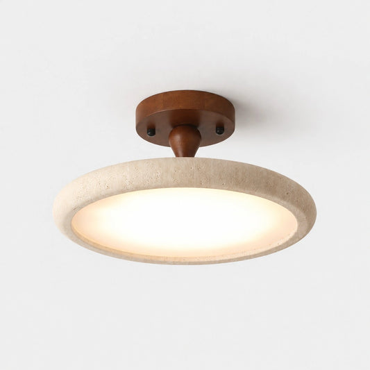 Merryn Travertine Wood LED Semi-Flush Mount Ceiling Light