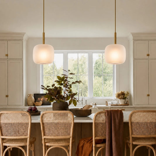 Milara Modern Brass Frosted Glass Pendant Light