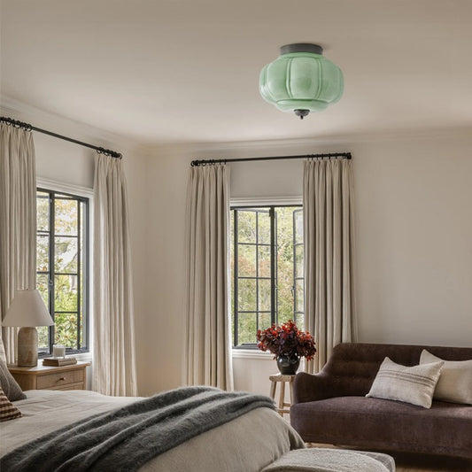 Lumi Vintage Milk Glass Semi Flush Mount Eloise Ceiling Light