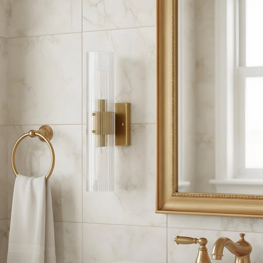 Milo Modern Ribbed Glass Column Wall Light