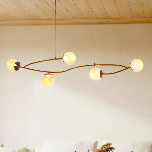 Modern 5 Light Glod Led Cracked Glass Globe Chandelier