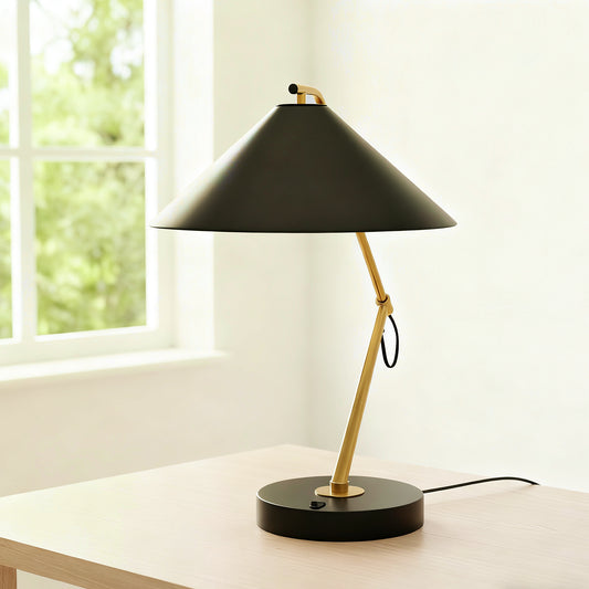 Modern Metal Black and Gold USB Desk Lamp