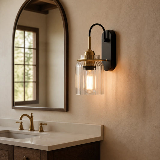 Momus Modern Cylinder Ribbed Glass Wall Sconce
