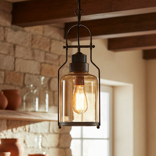 Morris Retro Industrial Metal Glass Pendant Light