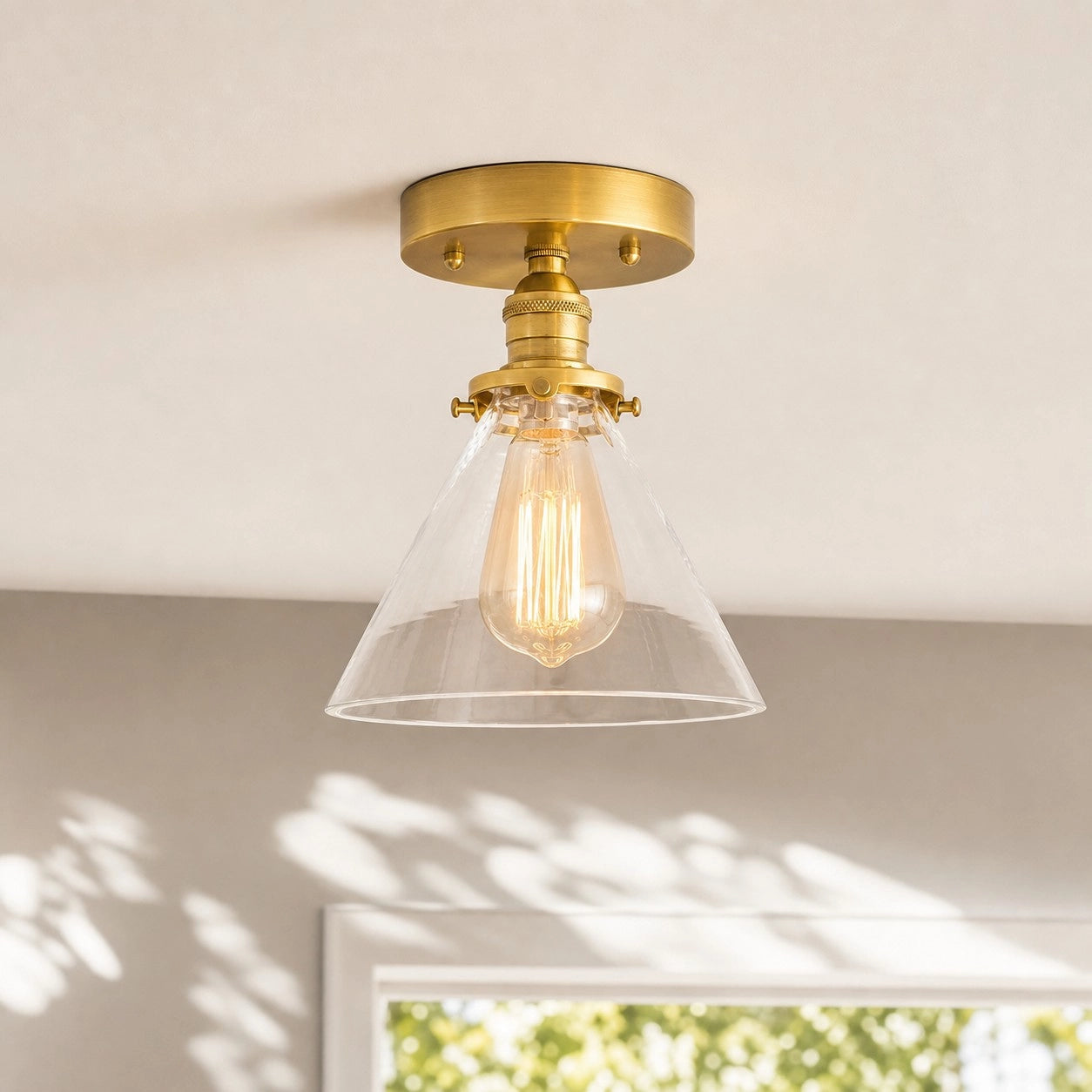 Myren Modern Flush Mount Glass Cone Ceiling Light | LuciaLiving