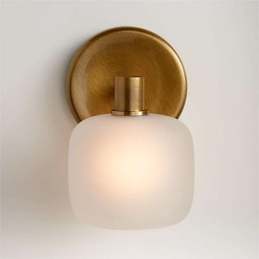 Nomos Modern Cylinder Brass Frosted Glass Wall Sconce