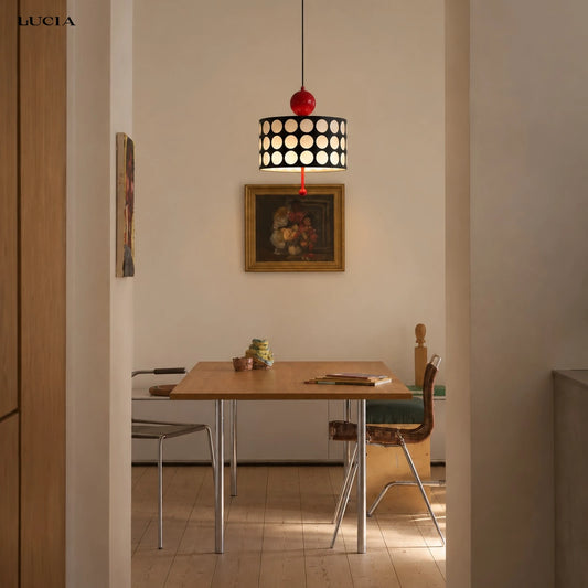 Suspension ronde moderne Nora en acrylique à LED avec treillis