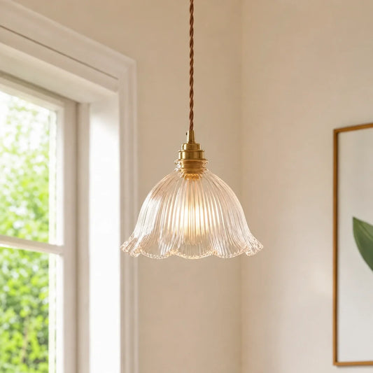 Elodie Vintage Flower Glass Pendant Light